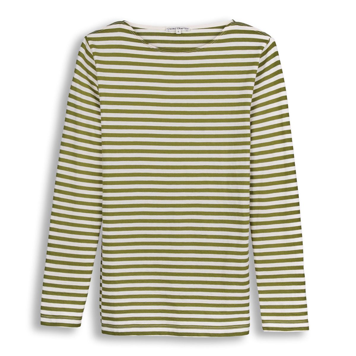 Gestreiftes Bio-Baumwollshirt mit U-Boot-Ausschnitt