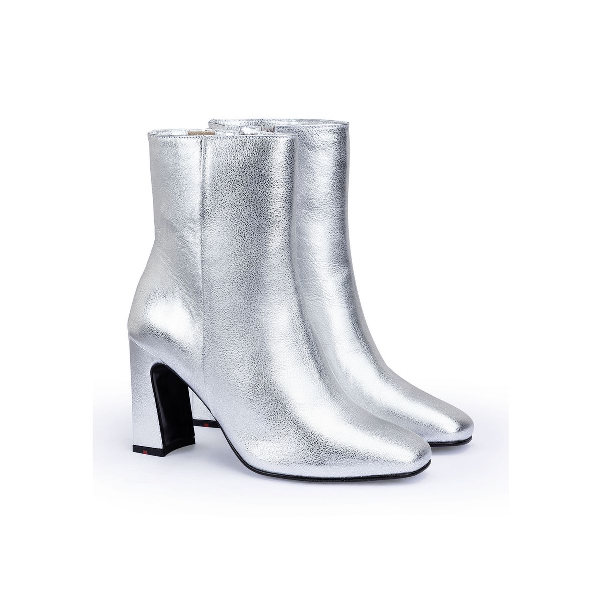 Stiefeletten mit Karree-Spitze in Metallic-Optik