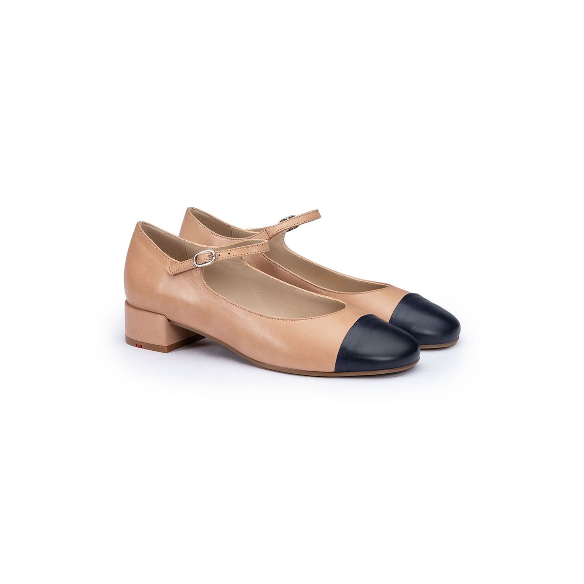 Zweifarbige Mary Jane Leder-Pumps