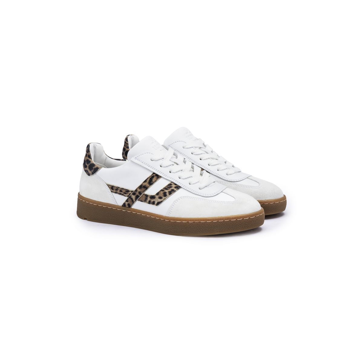 Leder-Sneaker mit Leoparden-Akzenten