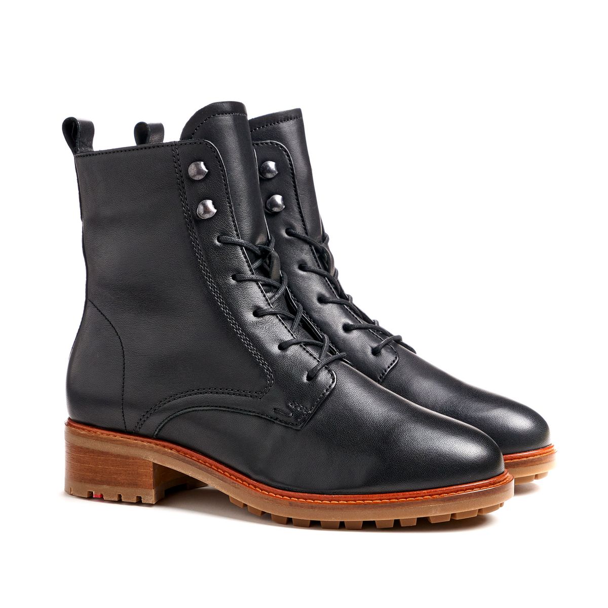 Schnürstiefeletten aus Leder mit Profilsohle
