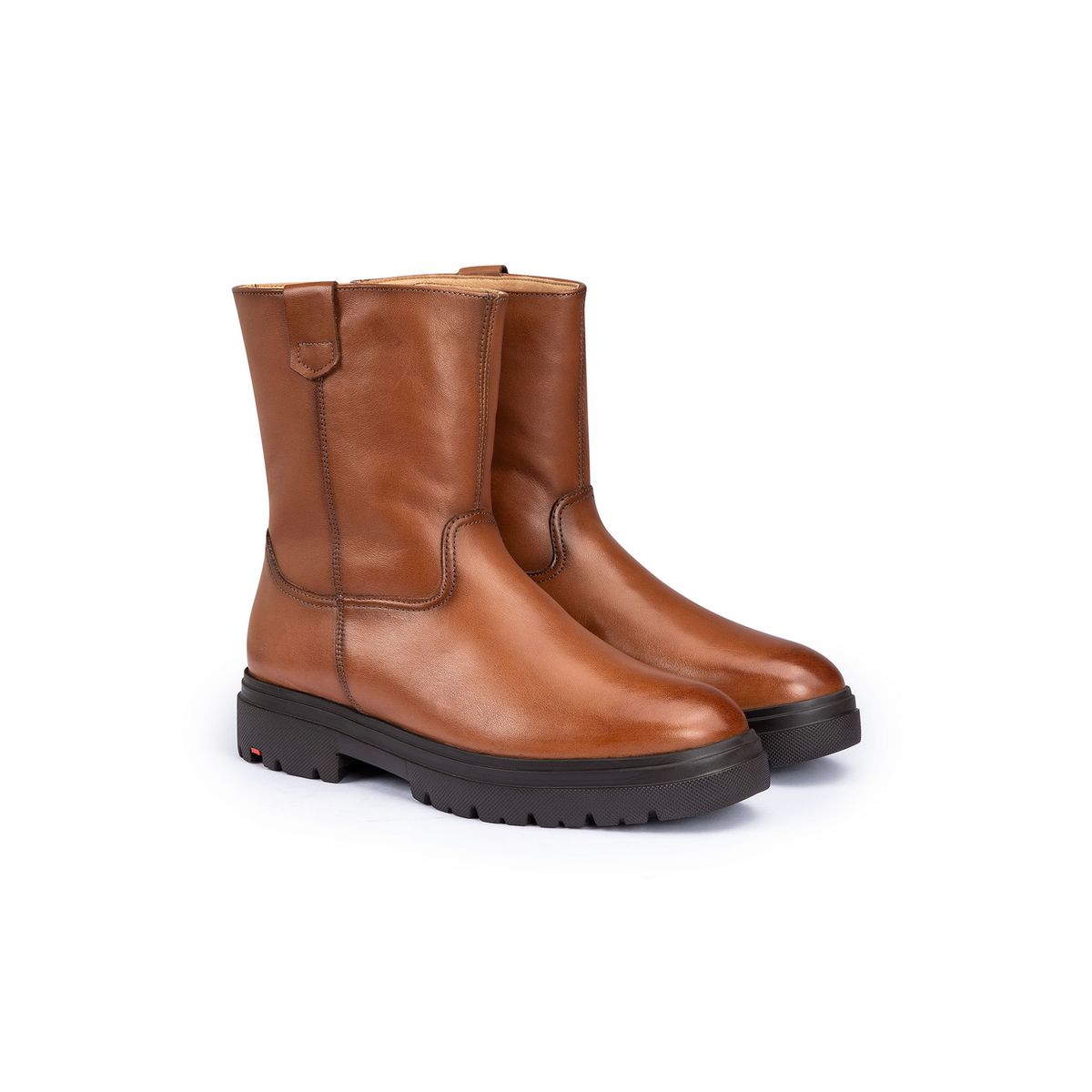 Glatte Lederstiefel mit Profilsohle
