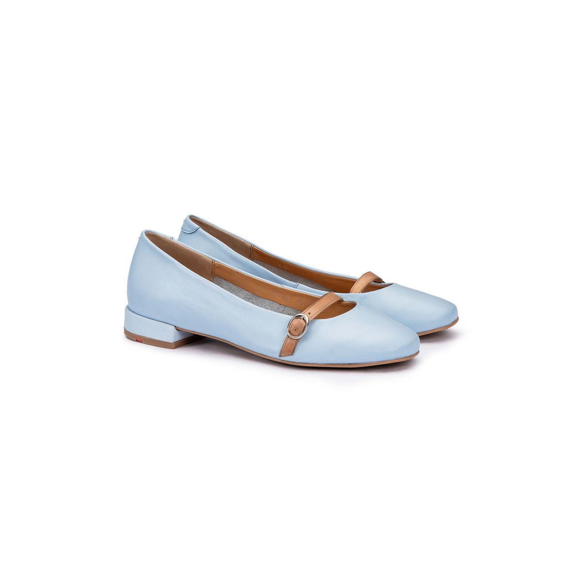 Leder-Ballerinas mit Schnallenriemen