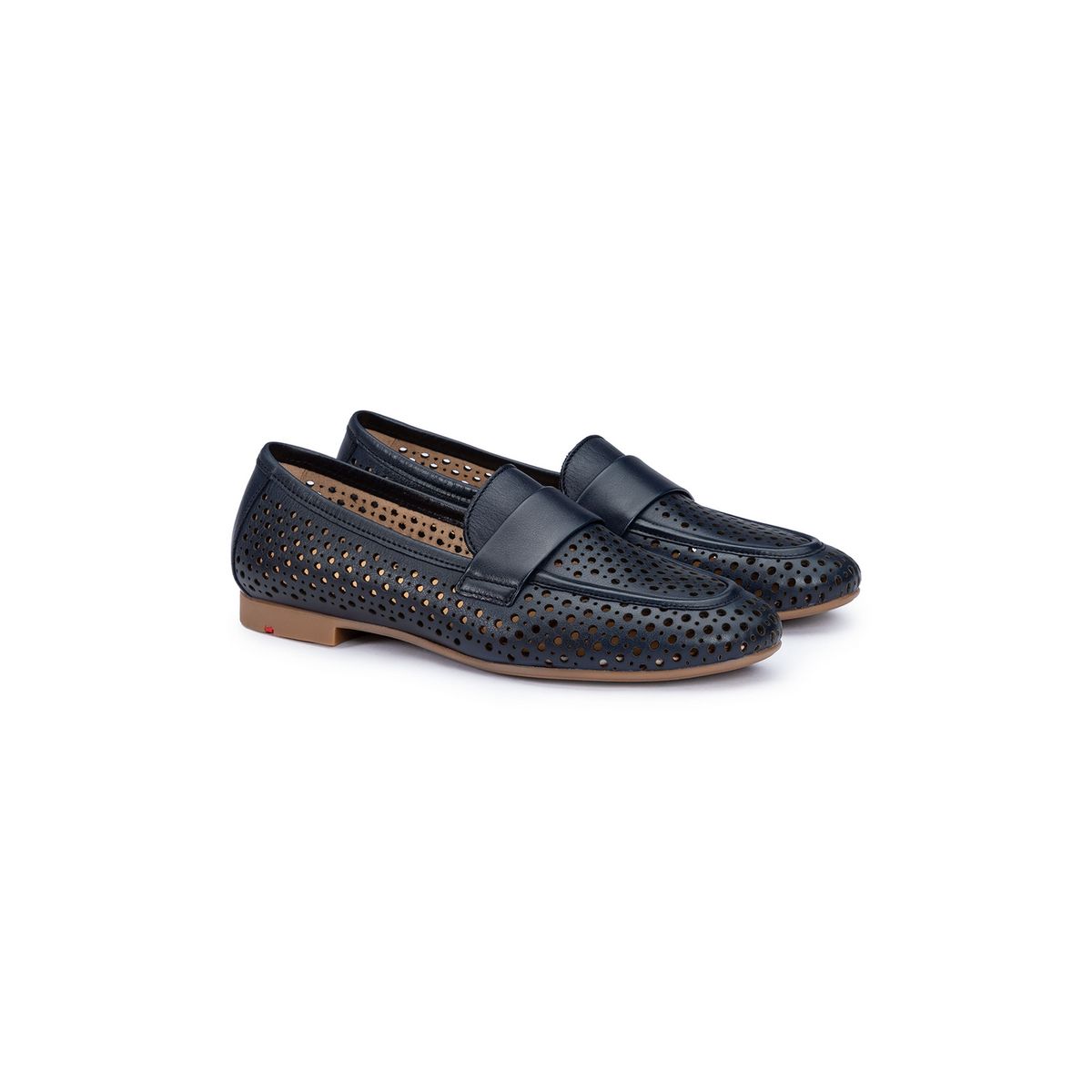 Gelochte Leder-Penny-Loafer