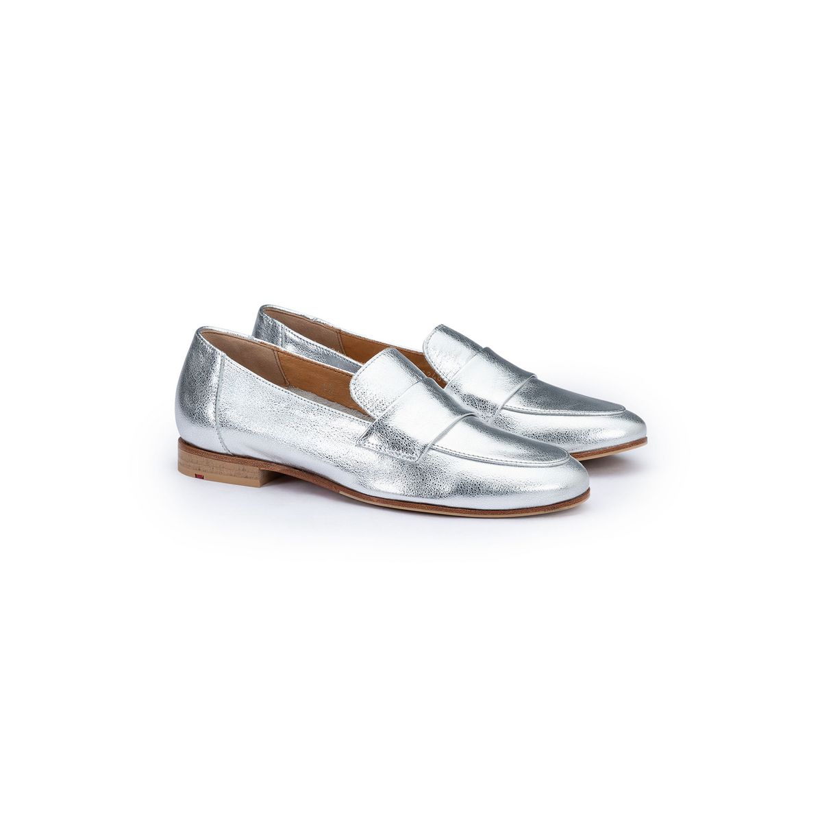 Penny-Loafer aus gemasertem Metallic-Leder