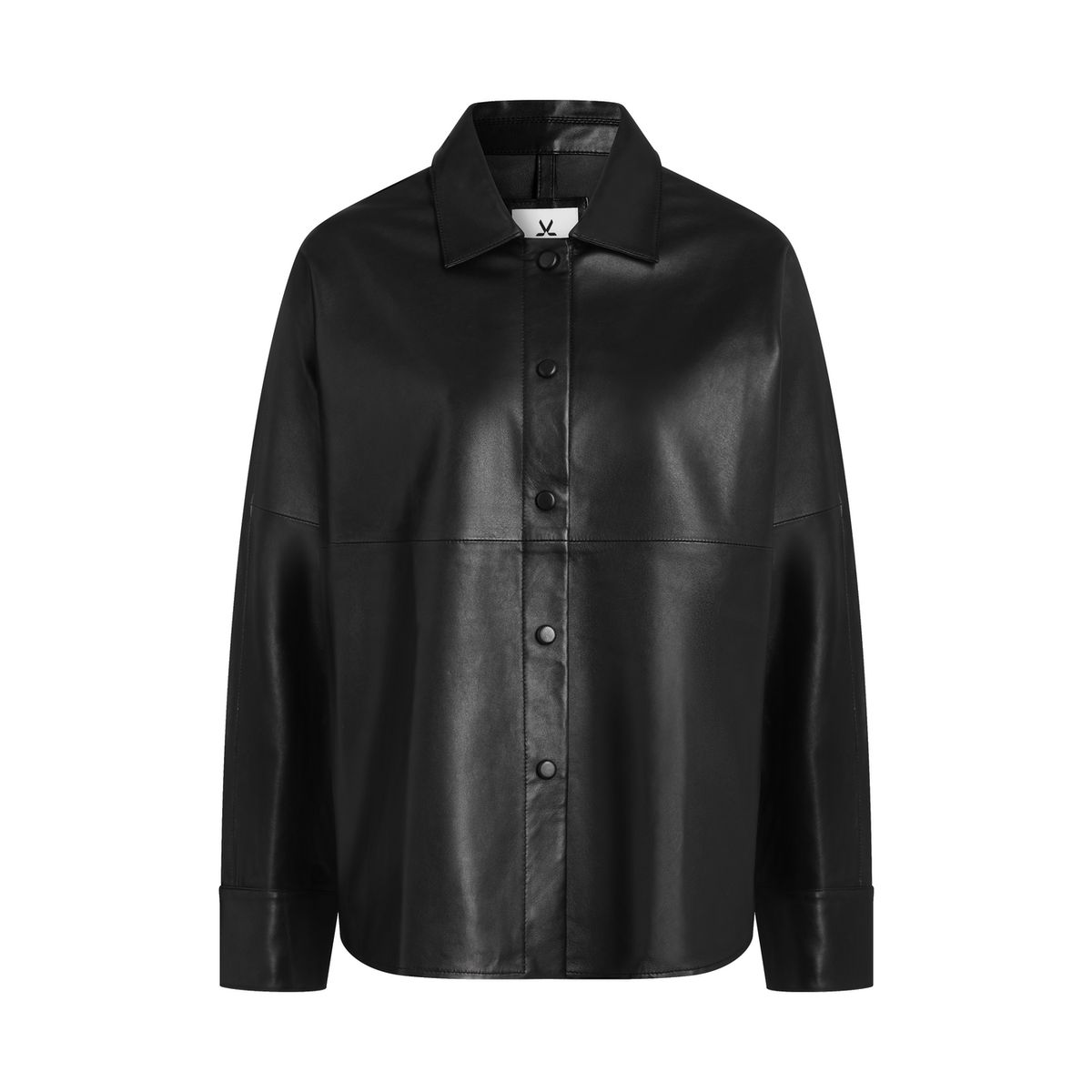 Oversize Hemdjacke aus Glattleder