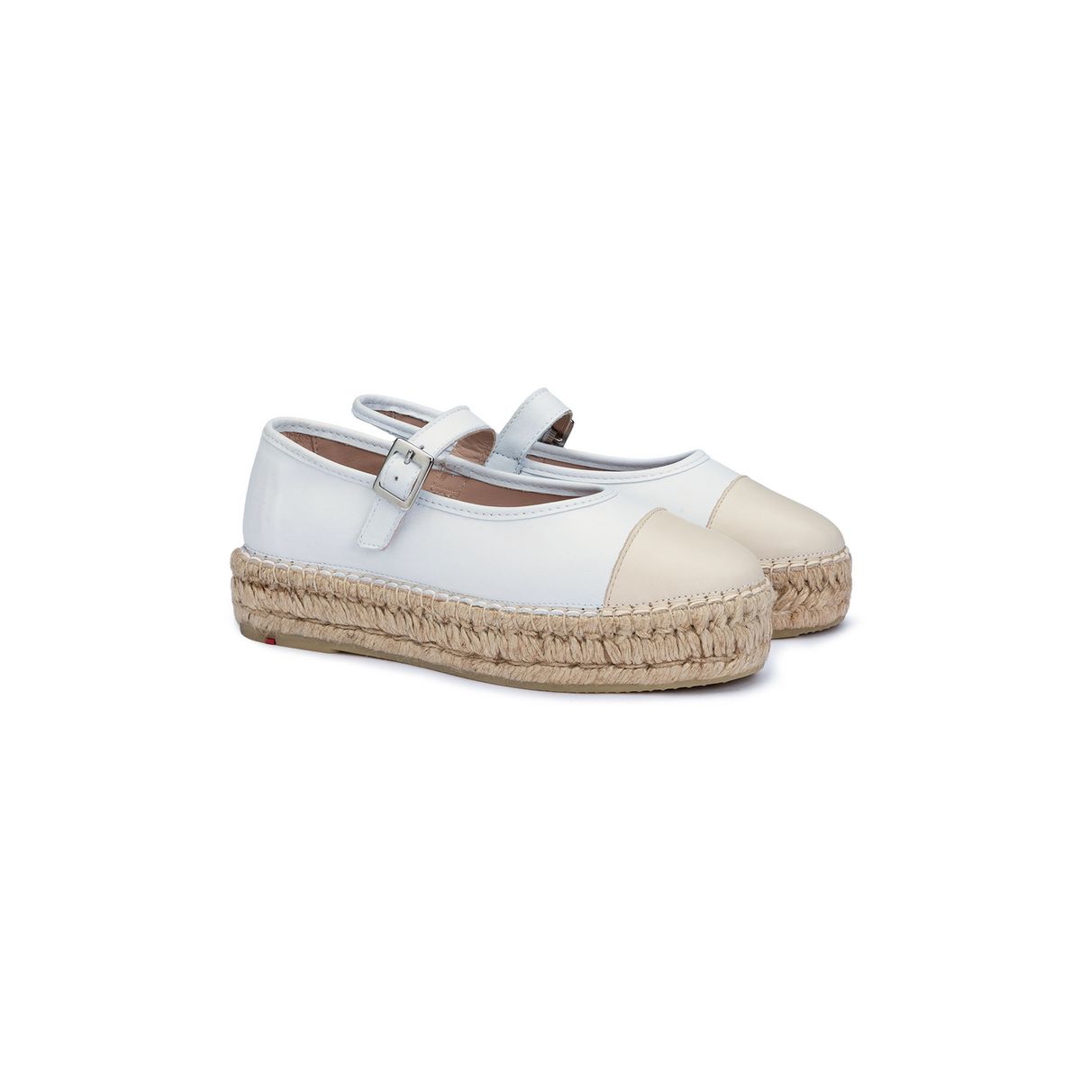 Plateau-Espadrilles aus Leder mit Schnalle