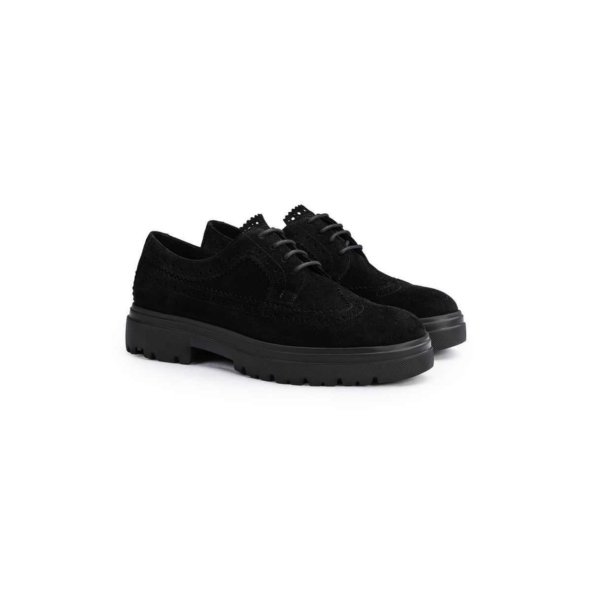 Klassische Wildleder Brogues mit Plateausohle