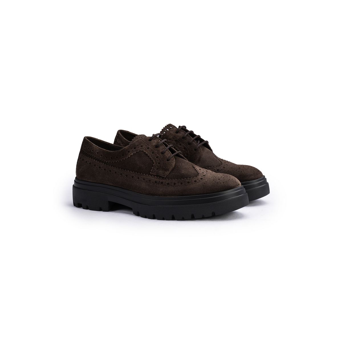 Chunky Rauleder-Schnürer im Brogue-Stil