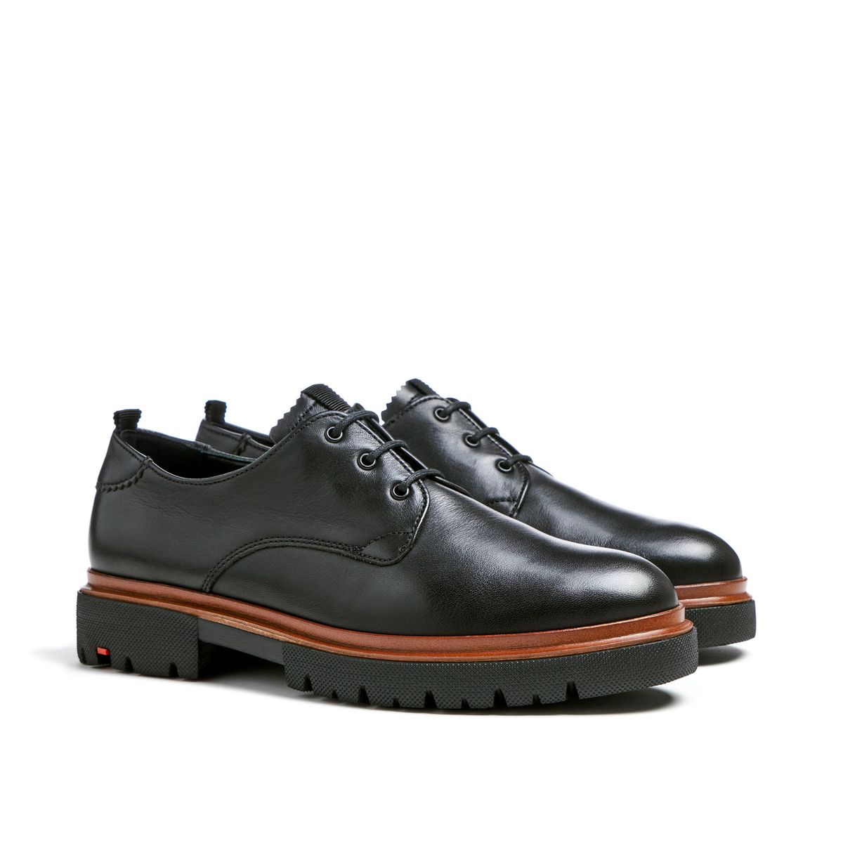 Klassische Leder-Derbies mit Profilsohle