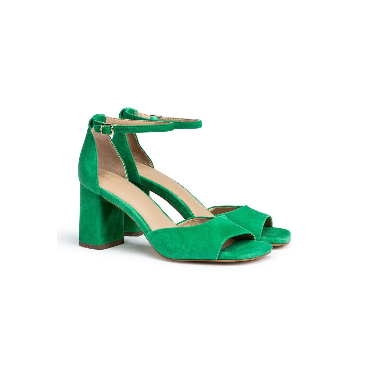 Elegante Rauleder-Sandalen mit Blockabsatz