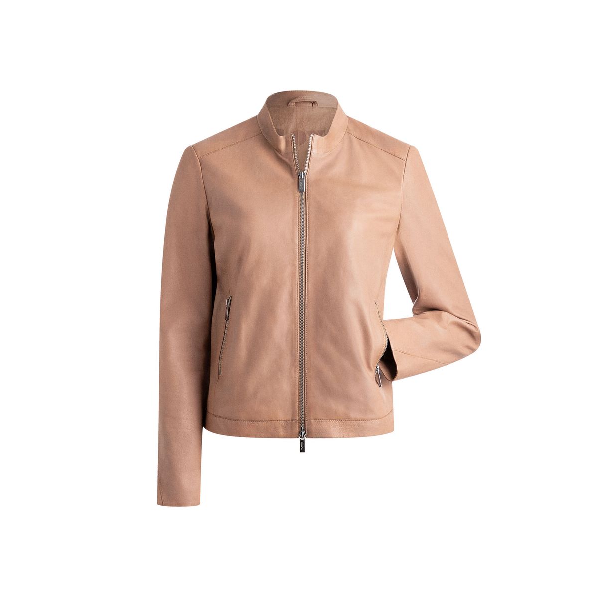 Minimalistische Lederjacke mit Stehkragen