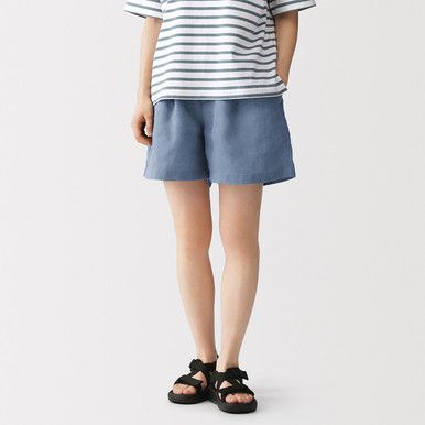 Shorts aus gewaschenem Leinen