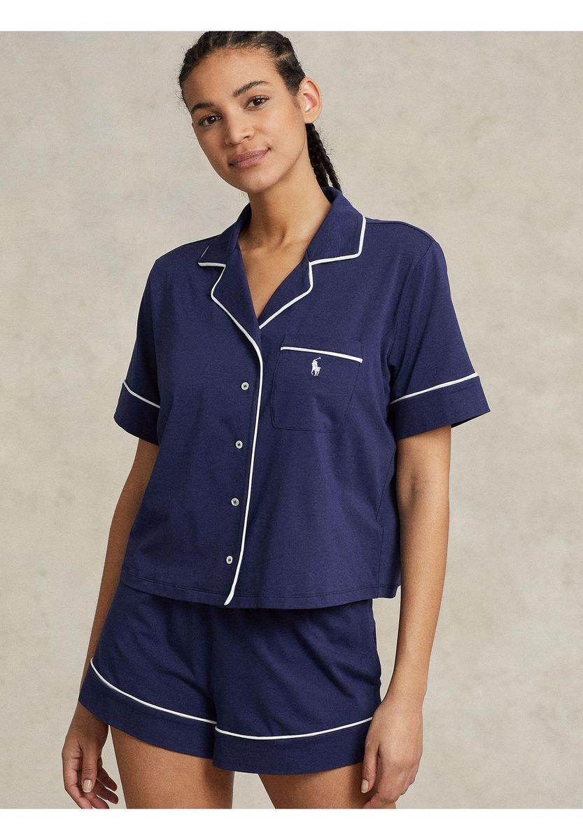 Jersey-Pyjama-Set mit Paspelierung