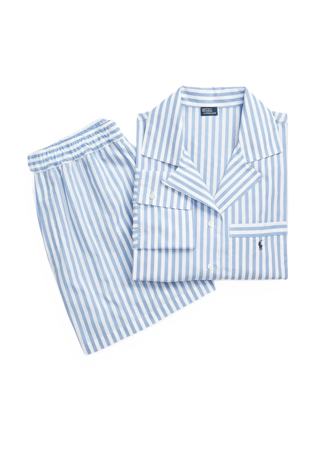 Gestreifter Baumwoll-Schlafanzug im Cropped-Stil