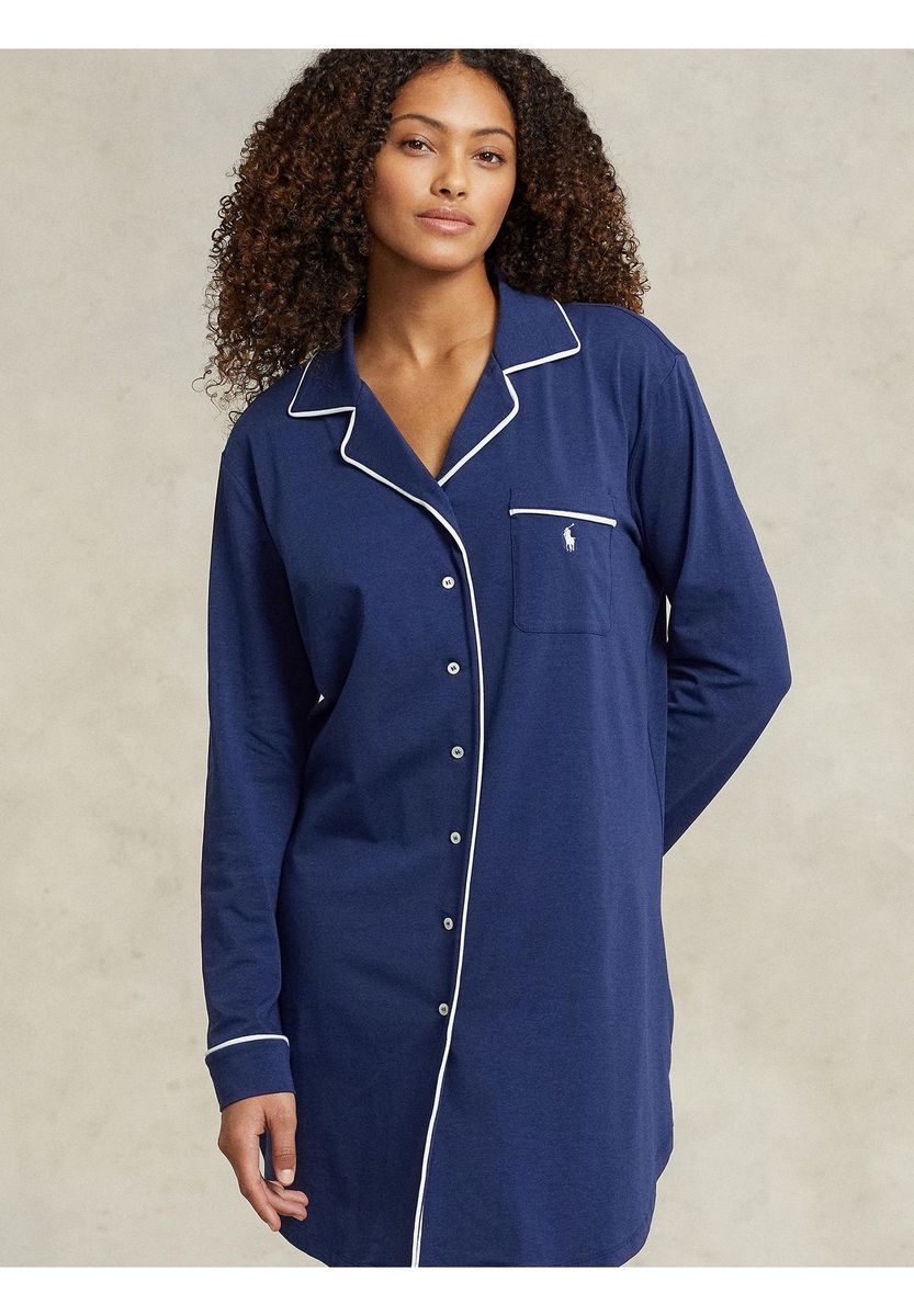 Zeitloses Jersey-Schlafshirt mit Knöpfen