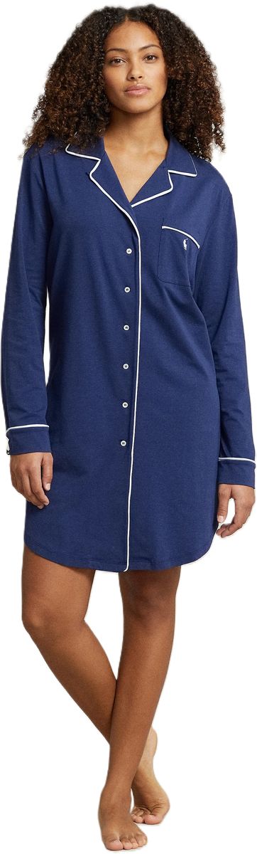 Zeitloses Jersey-Schlafshirt mit Knöpfen