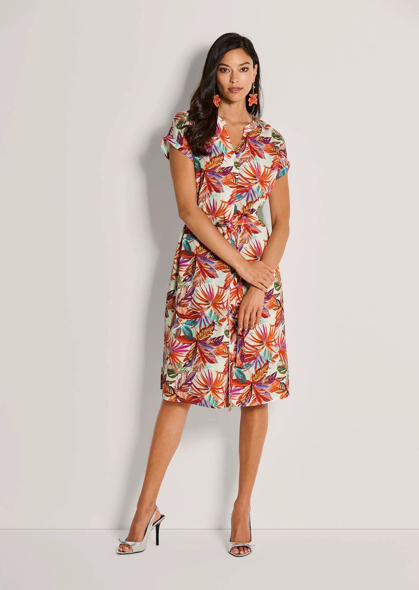 Midikleid mit tropischem Palmenprint
