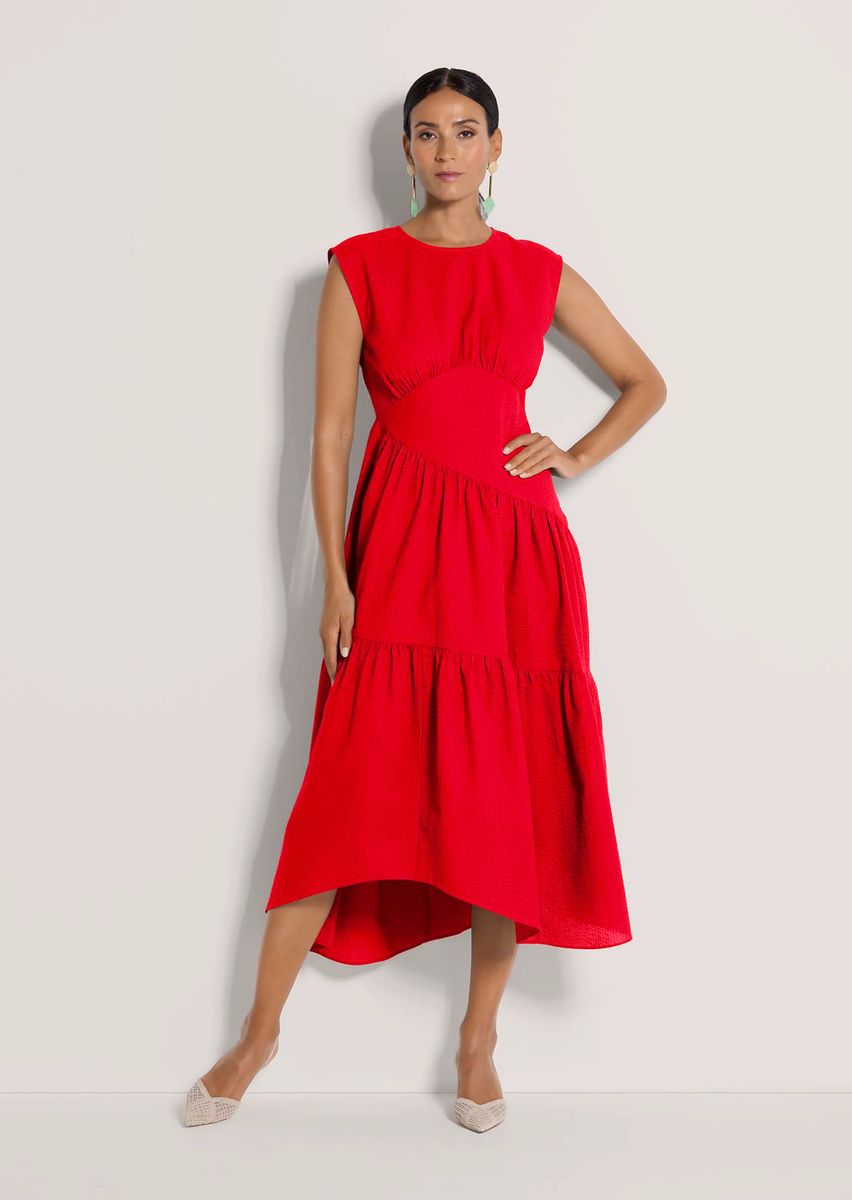 Stufenkleid aus Baumwolle mit asymmetrischen Nähten