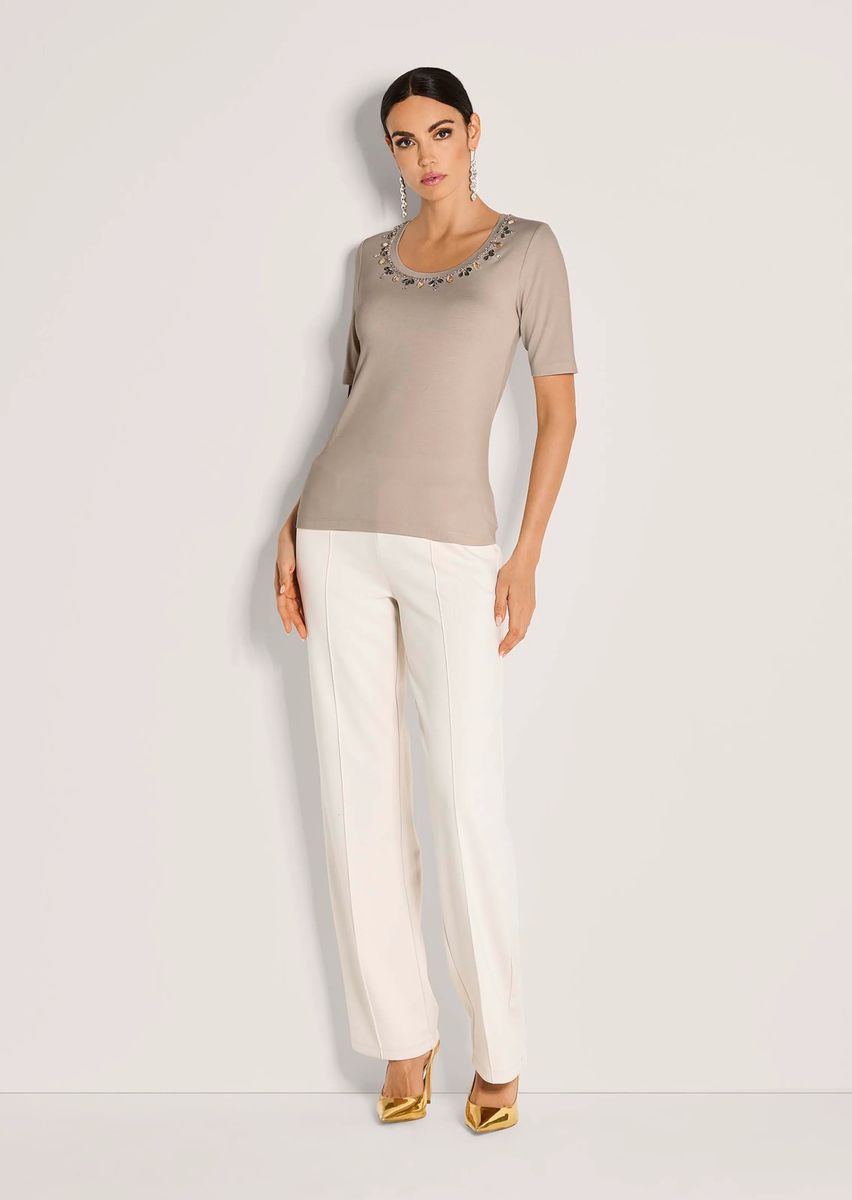 Shirt mit Zierstein-Dekor und Halbarm