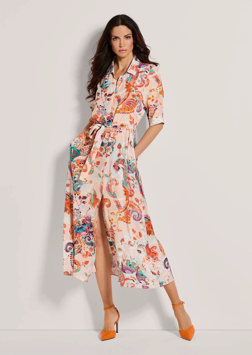 Gemustertes Maxi-Hemdblusenkleid