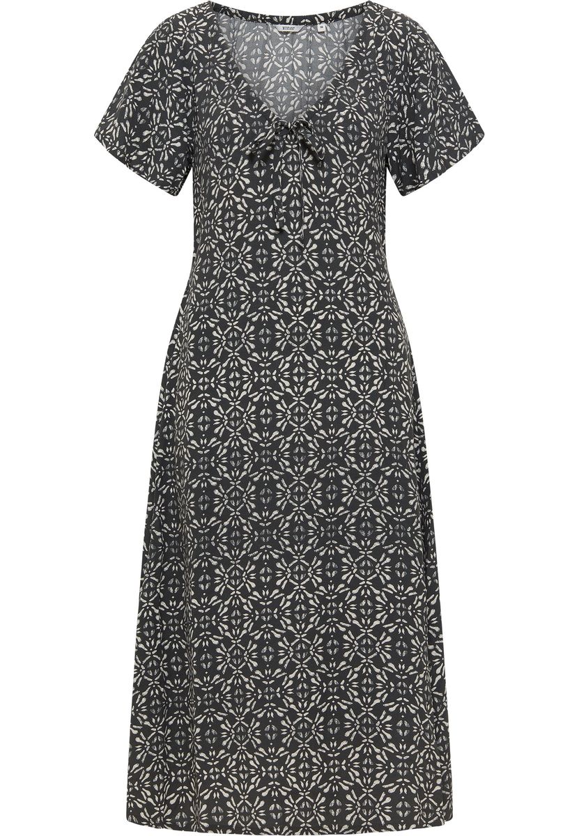 Midikleid mit V-Ausschnitt und Allover-Print