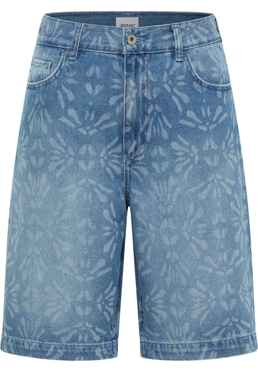 Gemusterte Relaxed-Fit Bermuda-Jeans