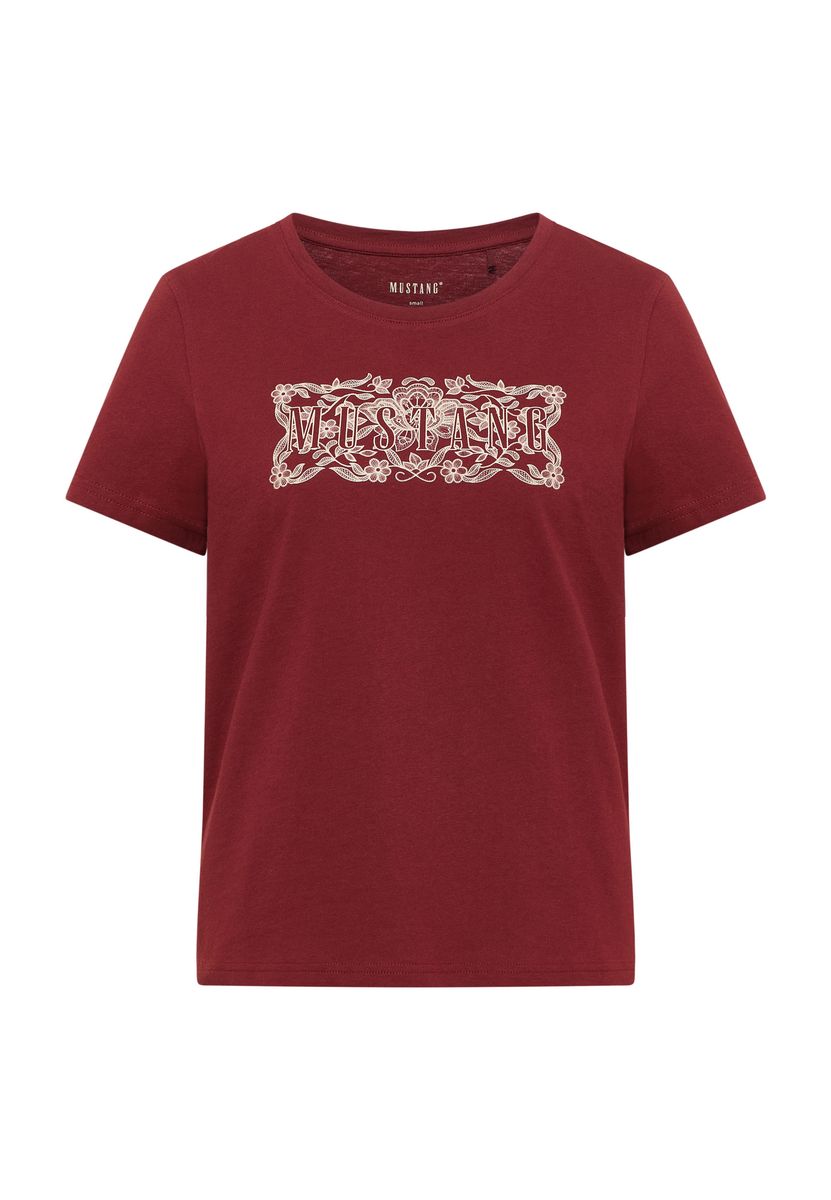 Baumwoll-T-Shirt mit Vintage-Spitzenprint