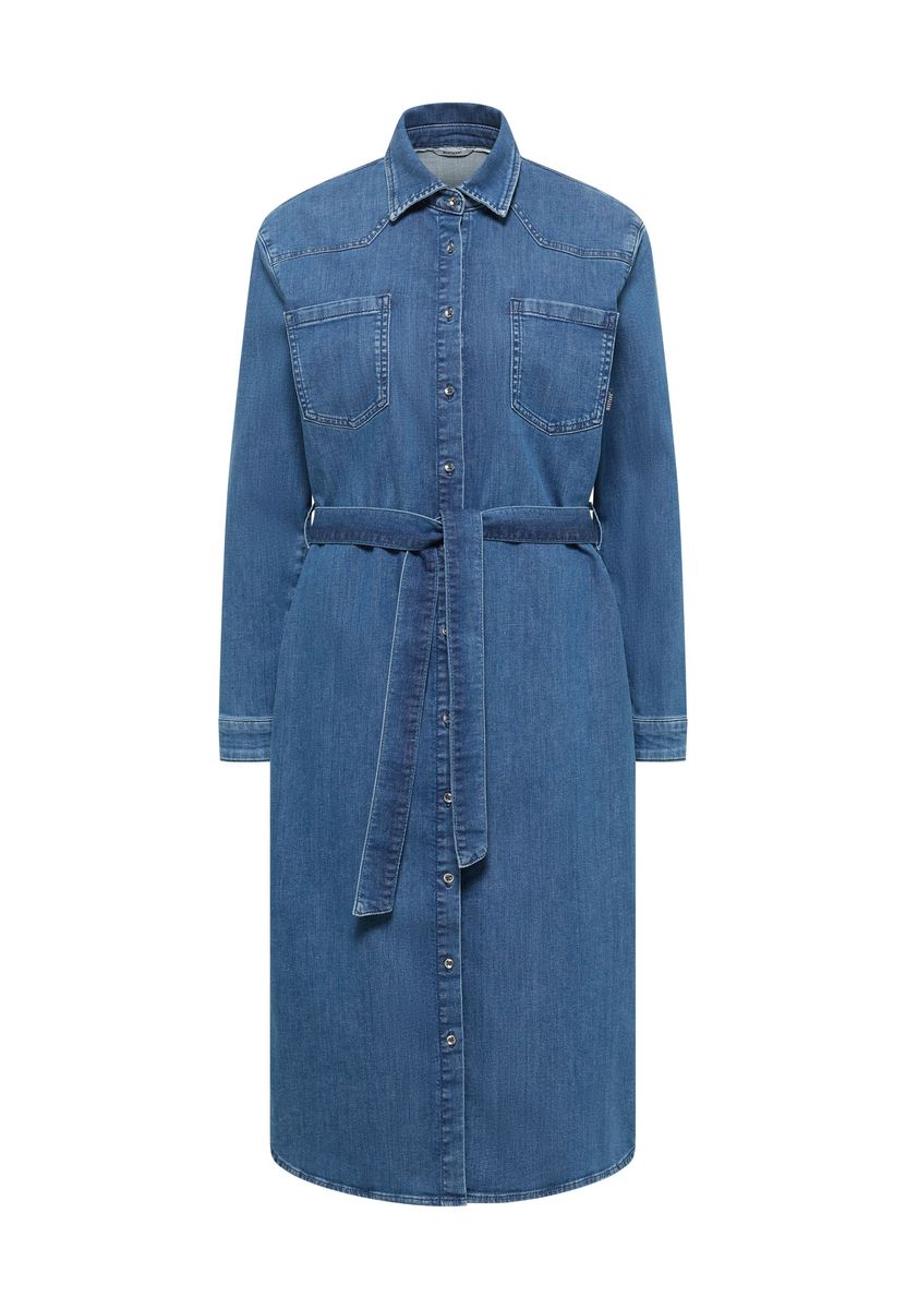 Maxi-Jeanskleid mit Bindegürtel