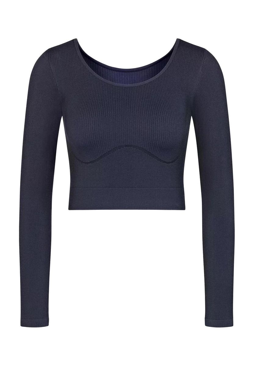 Nahtloses Geripptes Kurzes Langarmshirt