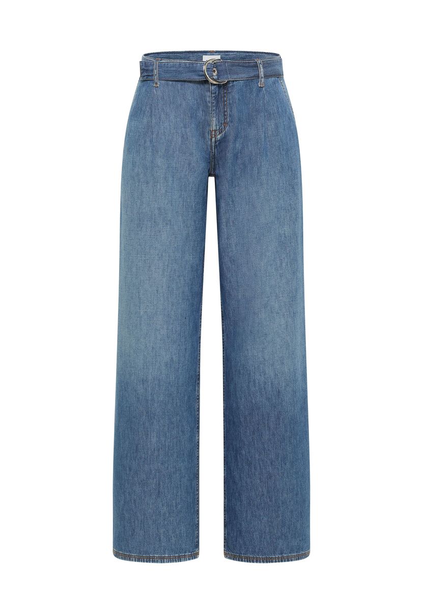 Hochtaillierte Wide-Leg-Jeans mit Gürtel