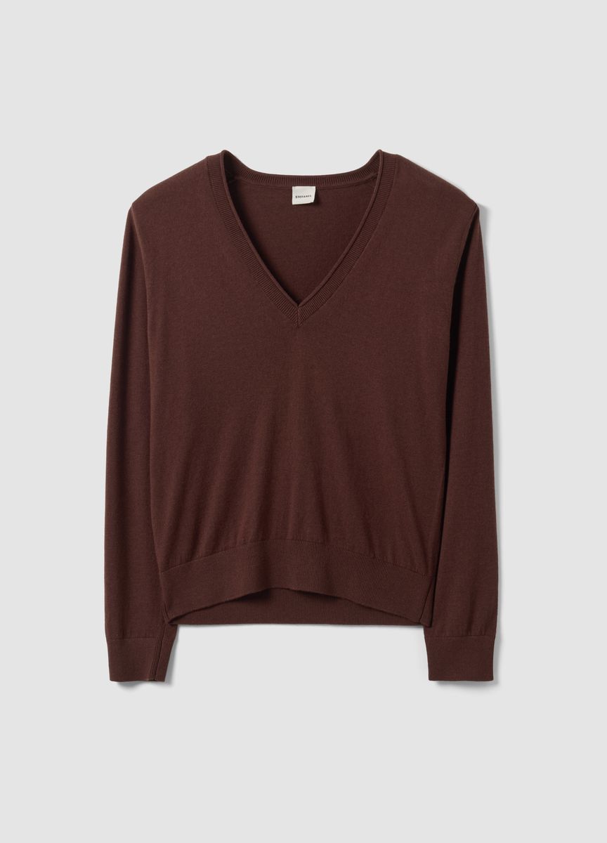 Eleganter Feinstrickpullover mit V-Ausschnitt