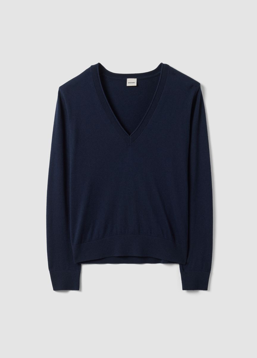 Feinstrick-Pullover mit V-Ausschnitt