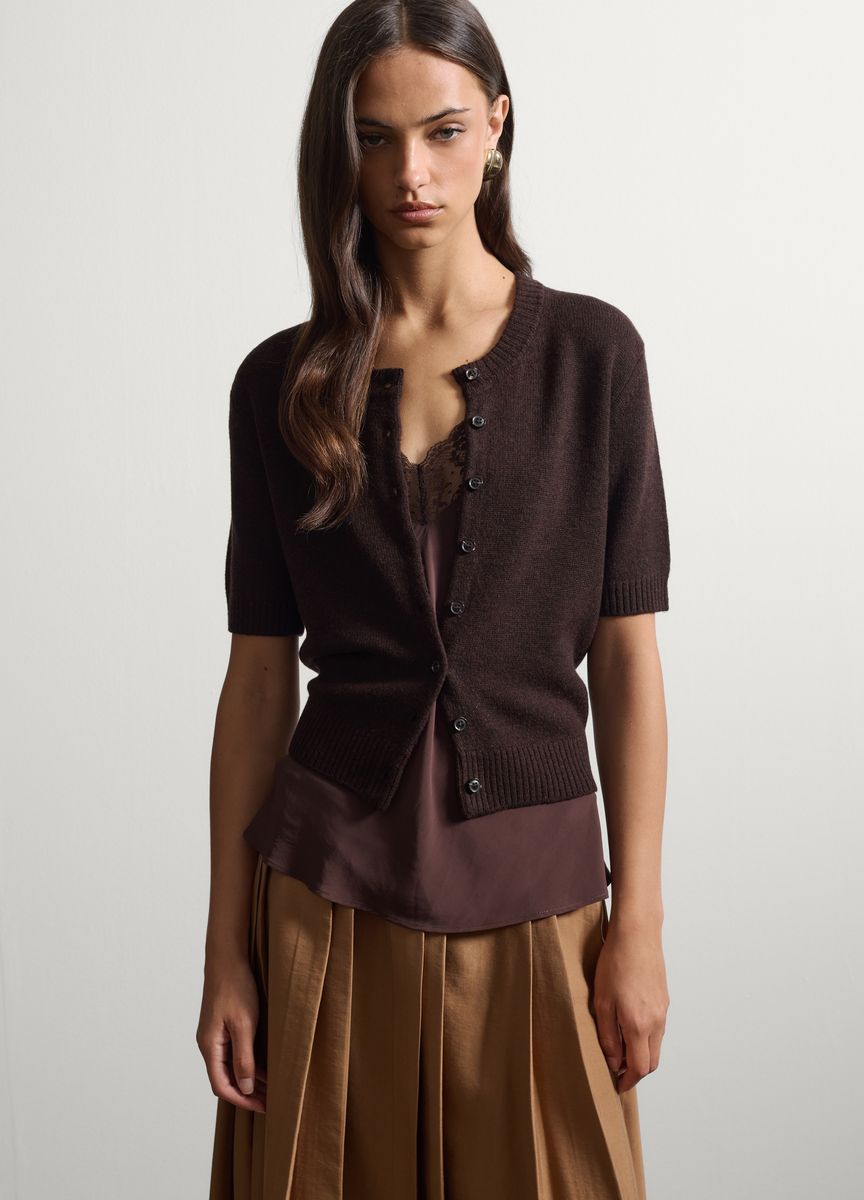 Feinstrick-Cardigan mit Kurzarm
