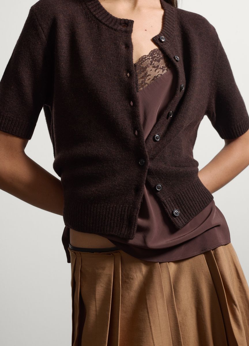 Feinstrick-Cardigan mit Kurzarm