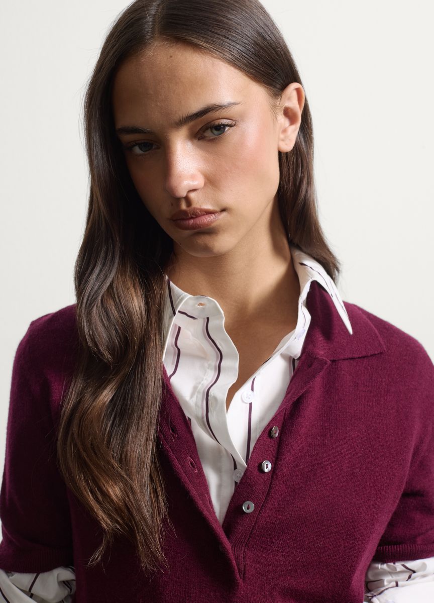 Kurzärmeliges Feinstrick-Poloshirt