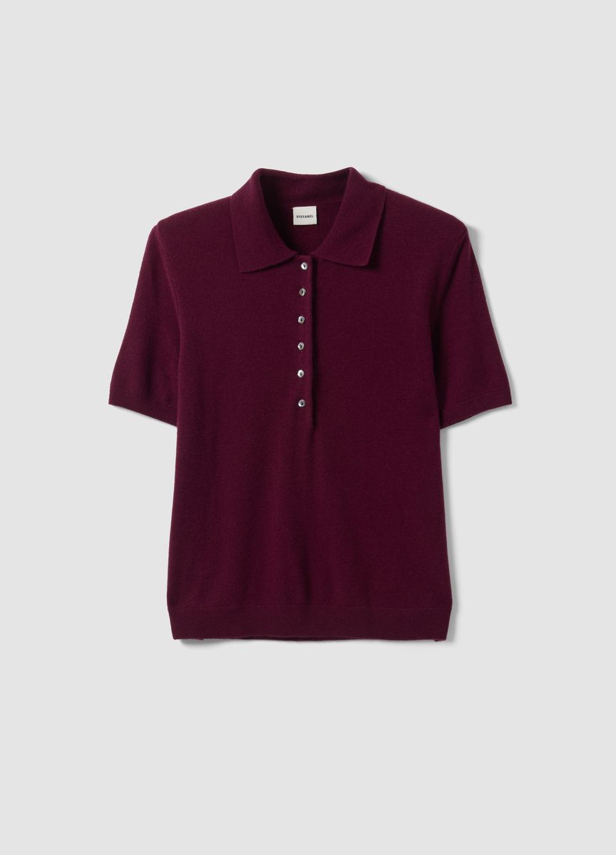 Kurzärmeliges Feinstrick-Poloshirt
