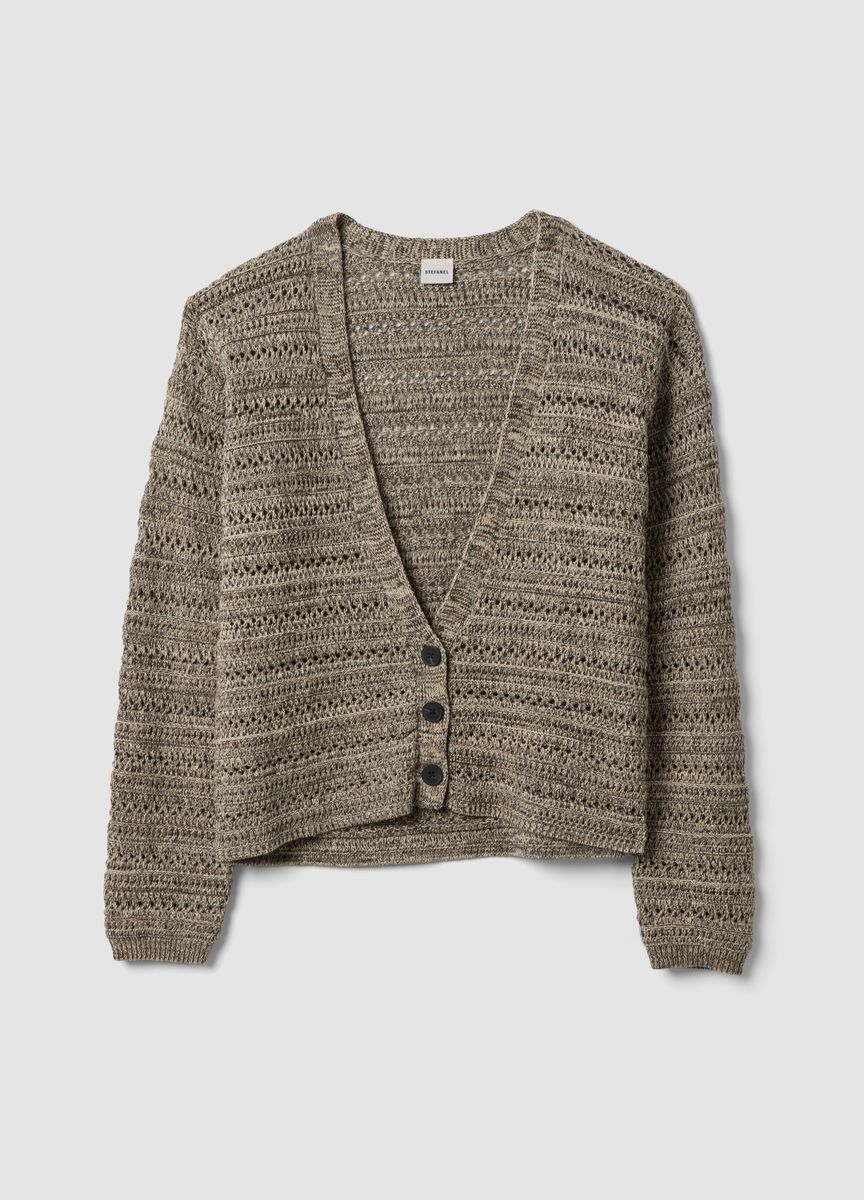 Strukturierter Cardigan mit V-Ausschnitt