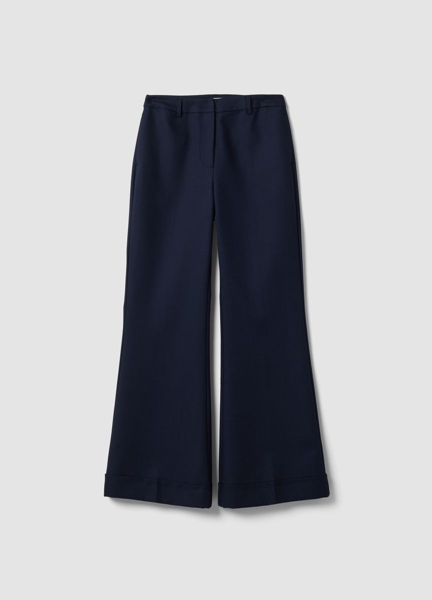 Weite Stoffhose mit Umschlag