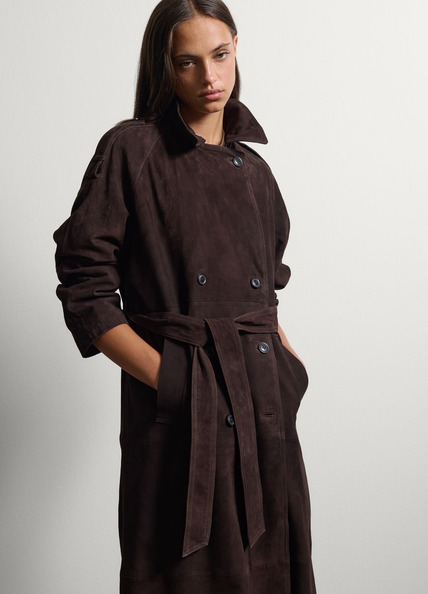 Doppelreihiger Trenchcoat aus Wildleder