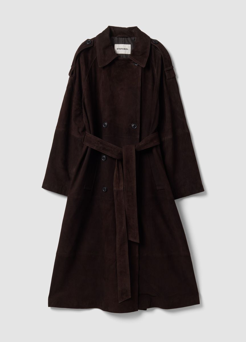 Doppelreihiger Trenchcoat aus Wildleder