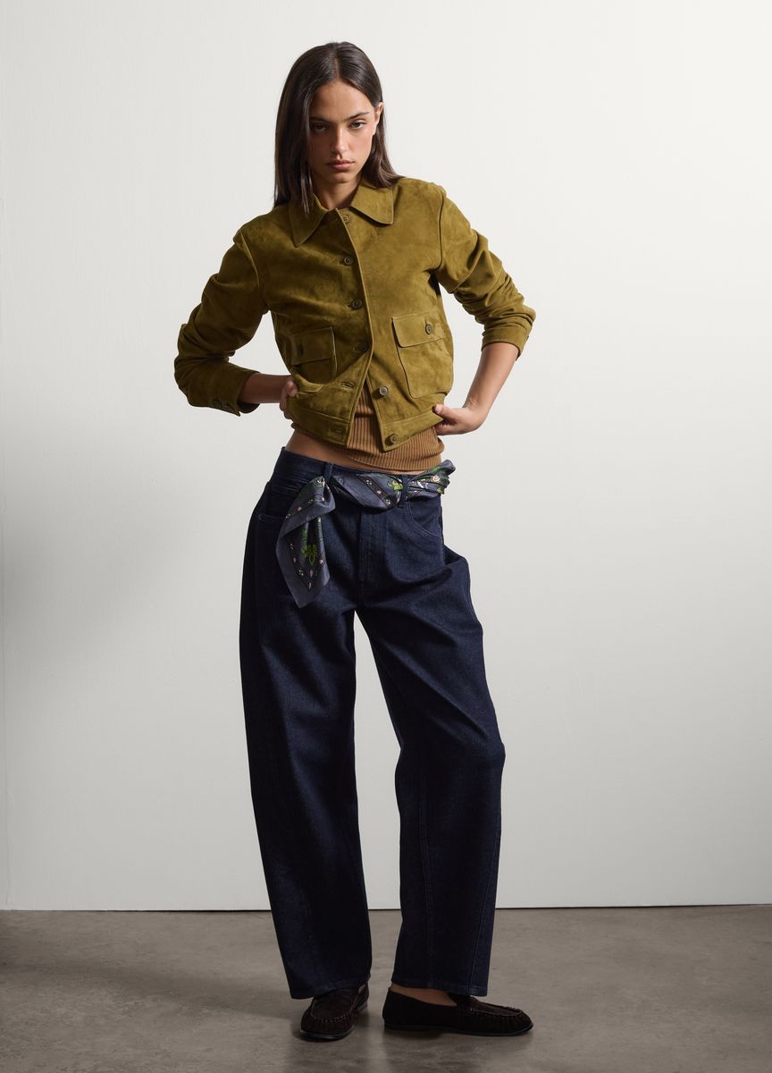 Kurze Utility-Jacke aus Wildleder
