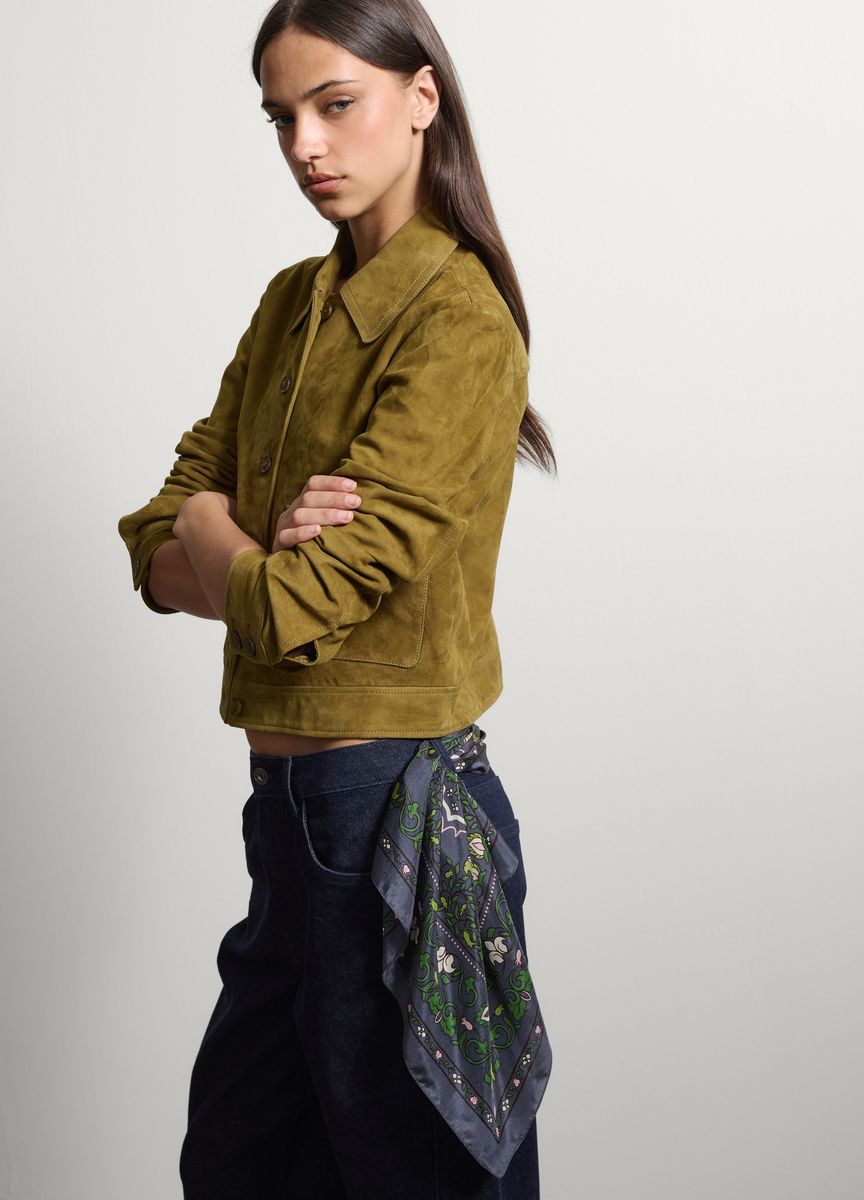 Kurze Utility-Jacke aus Wildleder