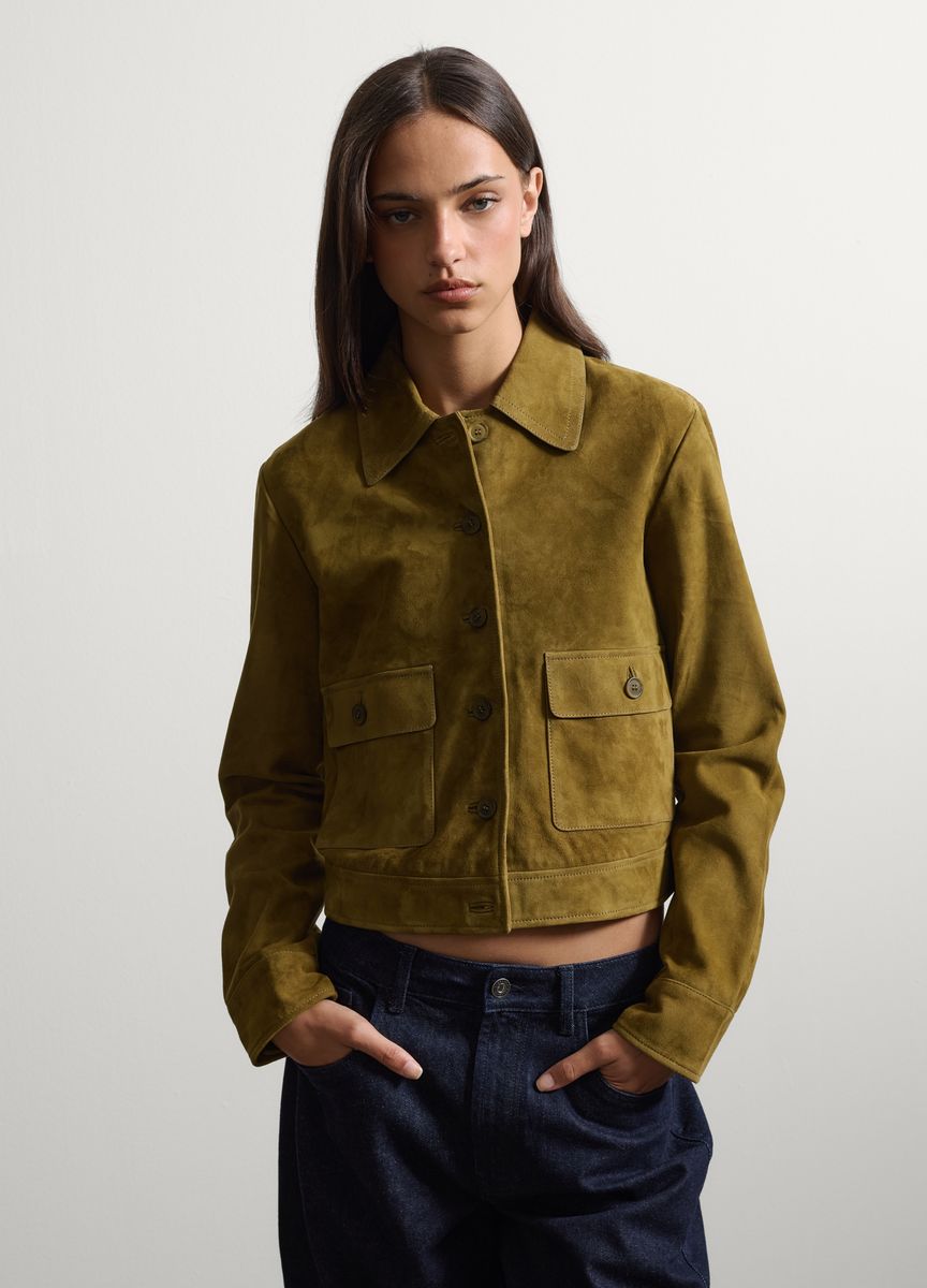 Kurze Utility-Jacke aus Wildleder