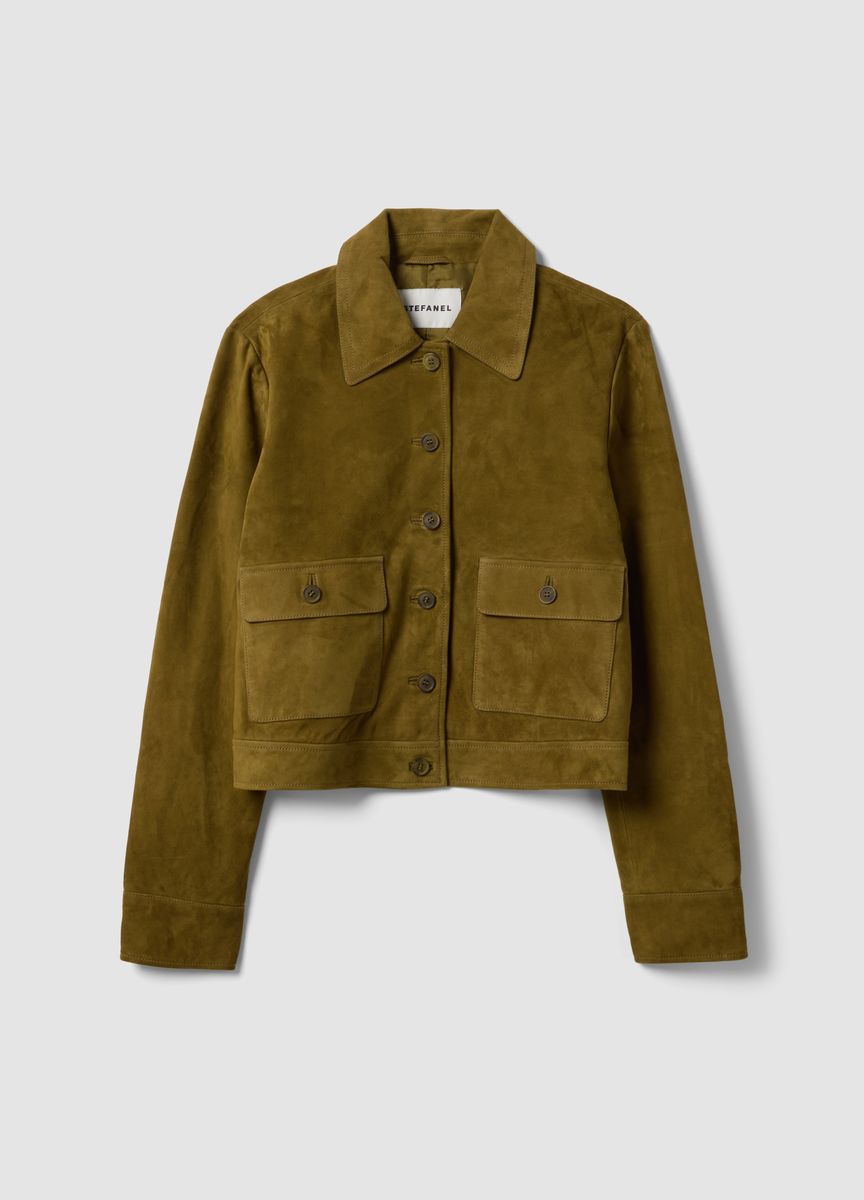 Kurze Utility-Jacke aus Wildleder