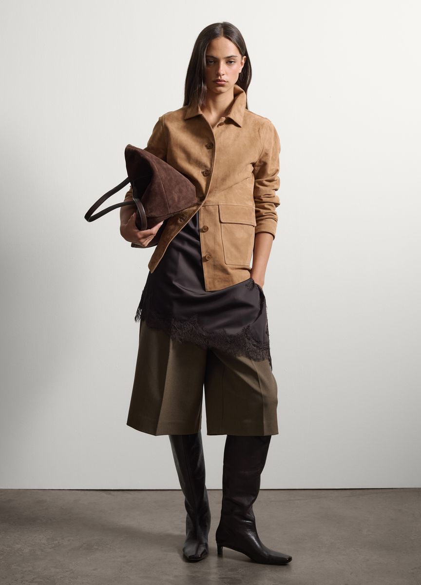 Safari-Jacke aus Wildleder mit Taschen