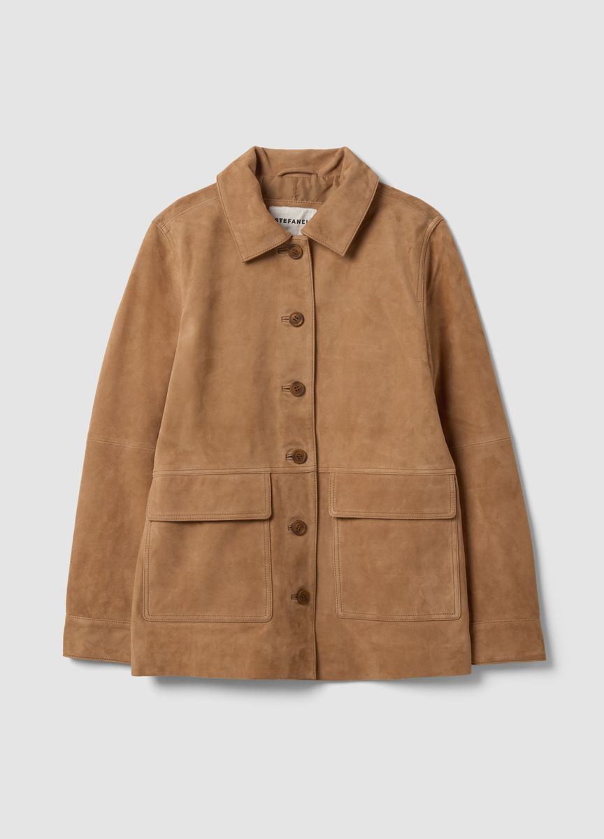 Safari-Jacke aus Wildleder mit Taschen