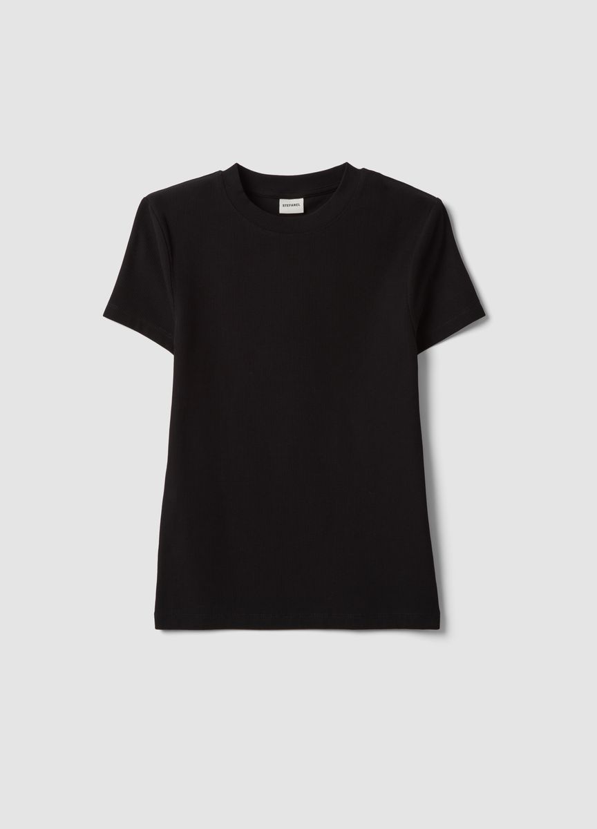 Eng anliegendes T-Shirt mit Rippstruktur