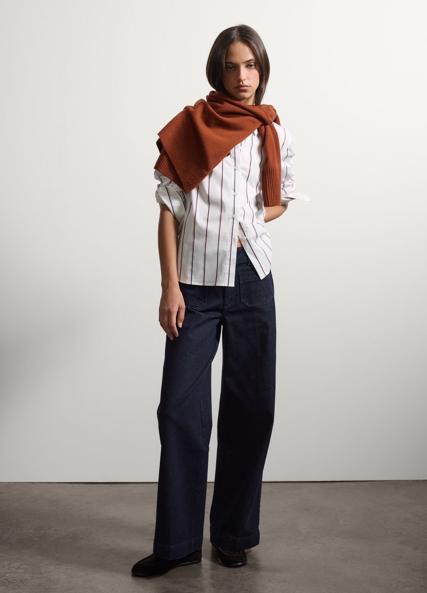Weite Denim-Hose mit aufgesetzten Taschen