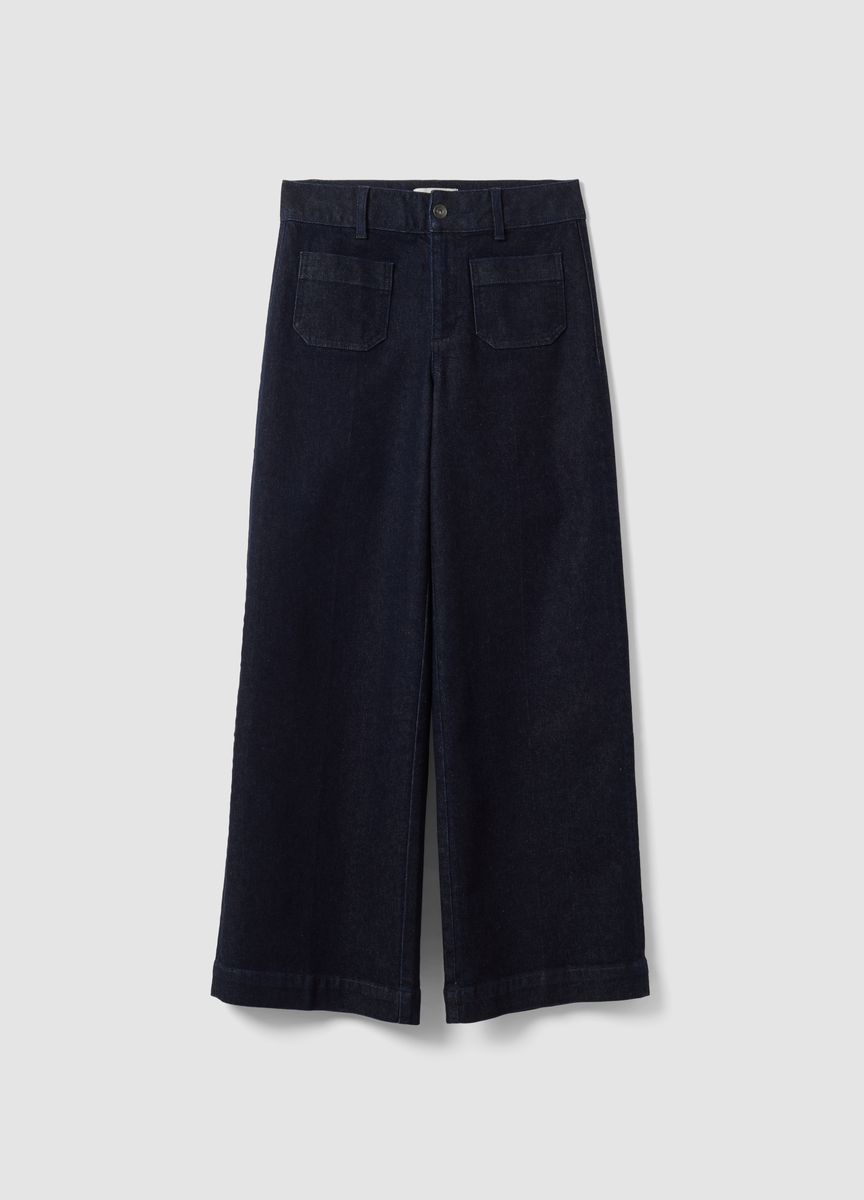 Weite Denim-Hose mit aufgesetzten Taschen